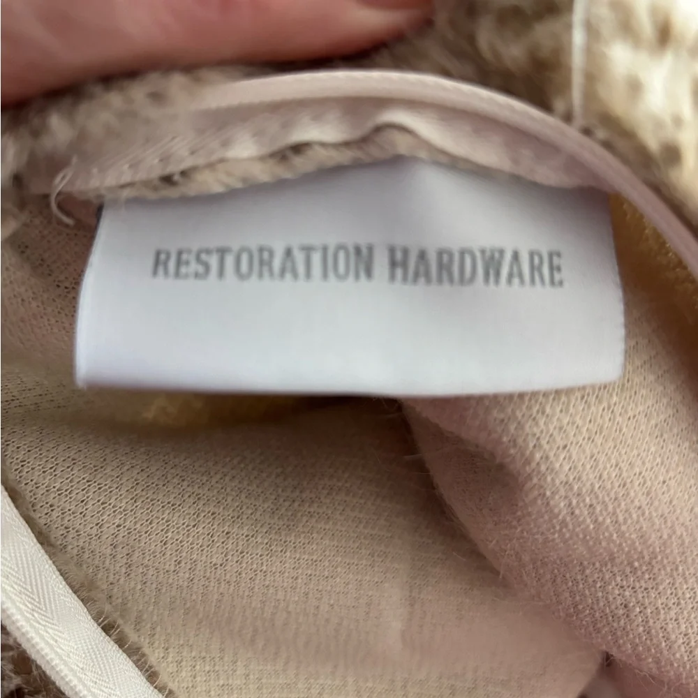 2 Restoration Hardware Cream brown Faux Fur King pillowcases shams